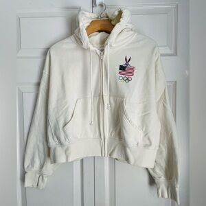 Cream Hoodie with Olympic and Looney Toon Cartoon Bugs Bunny Design